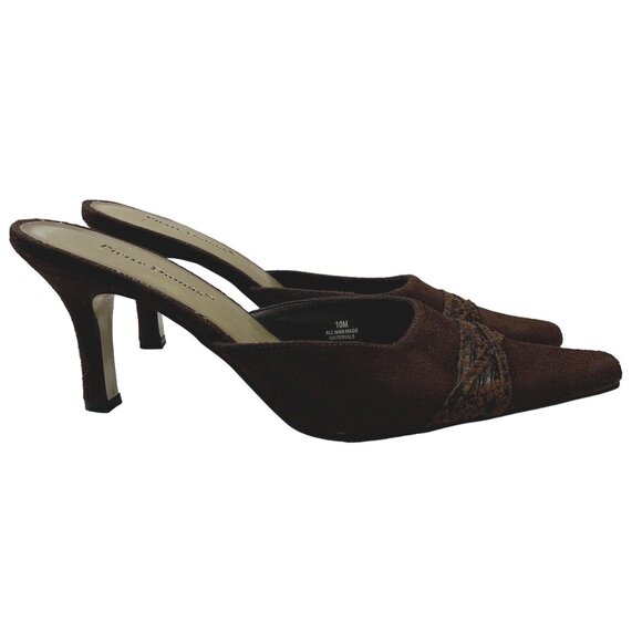 Pierre Dumas Heels Womens Size 10 M Brown Pointed Toe Slide On Shoes Vintage Y2K - Picture 1 of 12